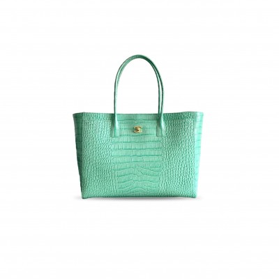 CHANEL LARGE CERF SHOPPING BAG CROCODILE EMBOSSED CALFSKIN GOLD HARDWARE AS6244 (47*31*15cm)